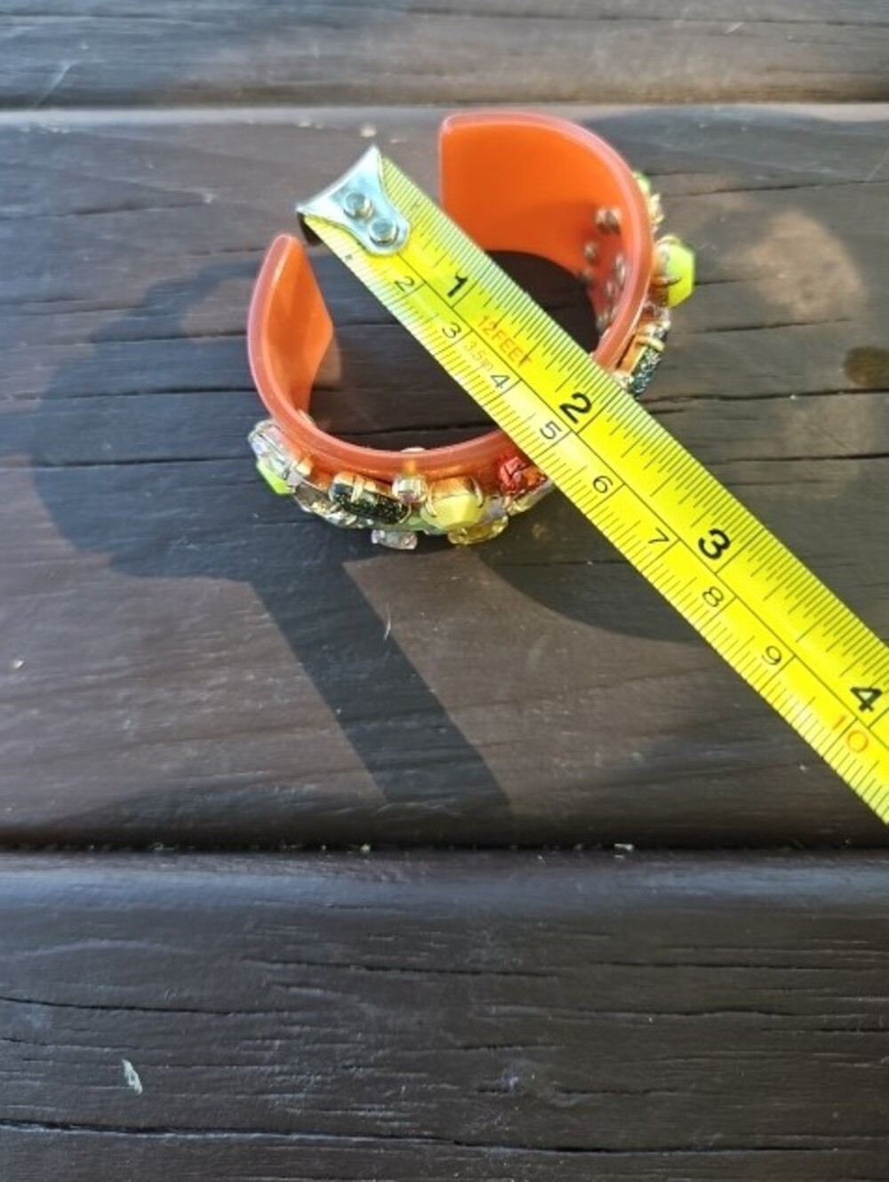 J.  Crew Vibrant Orange Jeweled Statement Cuff Bracelet - Picture 6 of 8